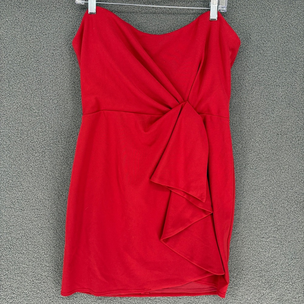 Katie May Elevated Strapless Ruffle Mini Dress Red GWAC0380 Womens Large
